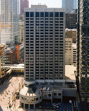 below right renaissance marina progress across chicago seen construction river january left march